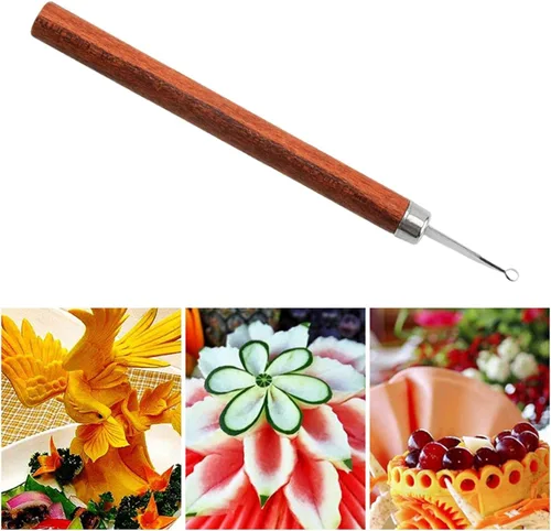 Vista 5 de Herramienta de escultura de cerámica, accesorios para adornar alimentos, multifunción, madera, simple, con cuchillo de tallar, herramienta