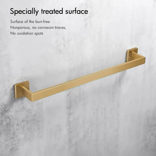 Vista 11 de Bagnolux Accesorios de baño dorados de 22 pulgadas, toallero dorado para baño montado en la pared, toallero de latón cepillado moderno y resistente
