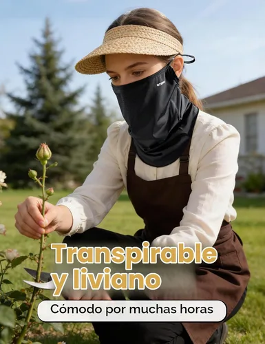 Vista 5 de OZERO Máscara facial para cuello, protección solar UV UPF 50+ para hombres Negro+Blanco