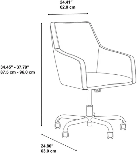 Vista 2 de Bush Business Furniture London - Silla de cuero con respaldo medio en gris lavado, solución de asiento moderna para el hogar o el espacio de trabajo