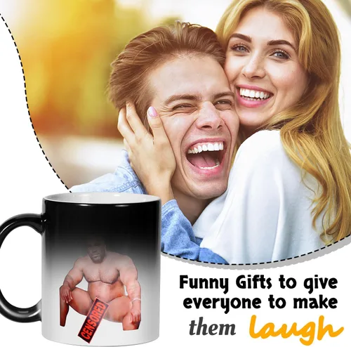 Vista 7 de Regalos divertidos para hombres, taza de café de madera de Barry, mensaje aparece mientras se calienta, regalos de elefante blanco para adultos