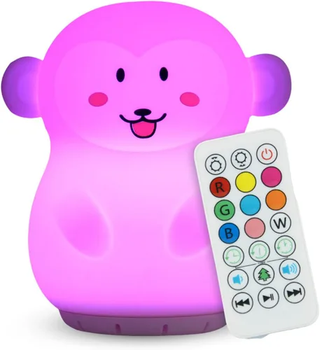 Vista 10 de Altavoz Bluetooth combinado y luz nocturna con 9 emisiones de color, silicona apta para niños y libre de BPA, recarga USB, recibe audio