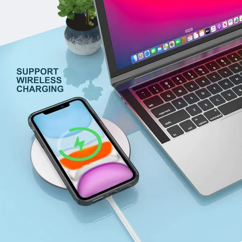 Vista 6 de ULAK - Funda compatible con iPhone 11 transparente con borde de color, funda protectora híbrida a prueba de golpes, cubierta de goma de TPU