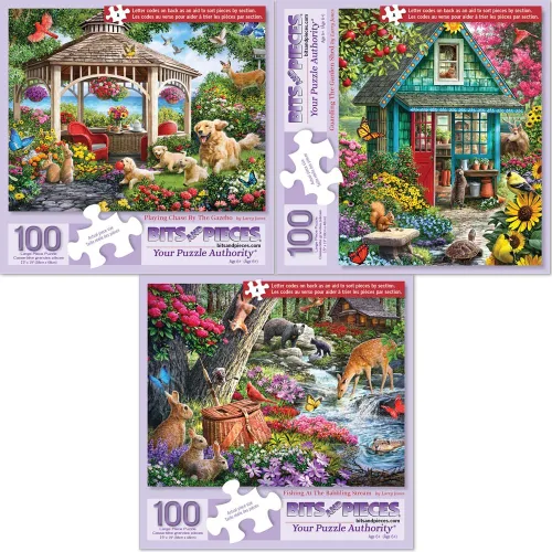 Vista 11 de Bits and Pieces Juego de 3 rompecabezas – 50 piezas – Juego de animales