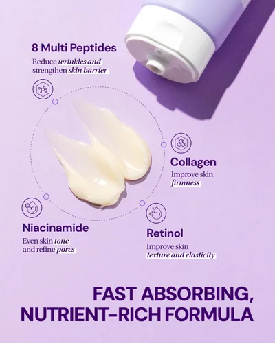 Vista 4 de GANGNAM GLOW Crema reparadora de péptidos de colágeno, hidratante facial con péptidos de colágeno y niacinamida, crema de día y noche con retinol