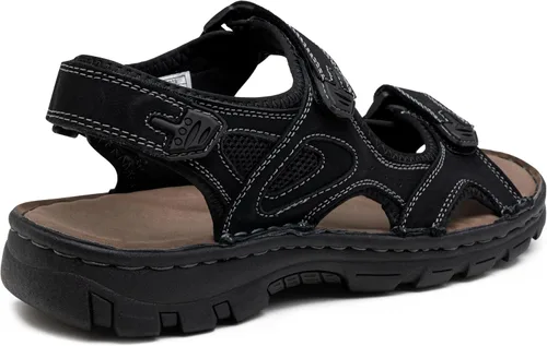Vista 8 de Jousen Men's Leather Hiking Sandals with Arch Support Sandalia Playa Casual 662-negro