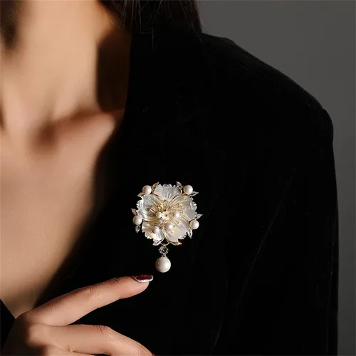 Vista 5 de Broche de la serie floral para mujer, moda grande, broches y alfileres de disfraz para regalo de Navidad