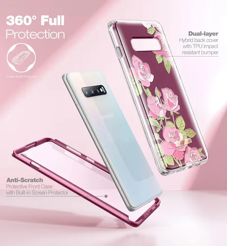 Vista 3 de SURITCH Funda para Samsung Galaxy S10 mejorada, [protector de pantalla antiarañazos integrado] [protección de doble capa] Protección completa