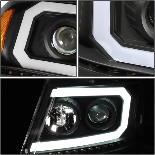 Vista 5 de DNA MOTORING HL-HPL-F15004-BK-AM - Faros delanteros negros de repuesto para 04-08 F-150 06-08 Mark LT secuencial persecución ámbar LED señal de giro
