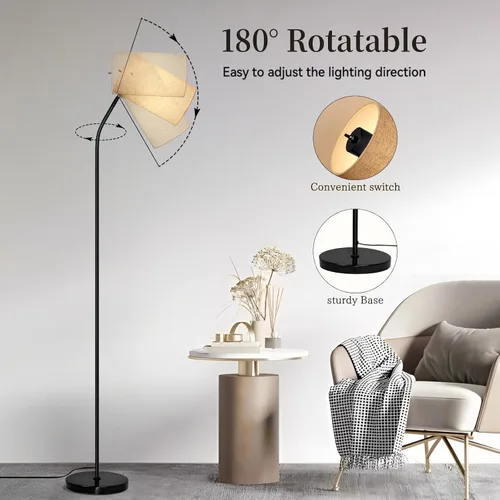 Vista 5 de Ldeco Lámpara de pie de arco para sala de estar con bombilla de 9W y 3 temperaturas de color Modernas lámparas de pie para lectura para dormitorio