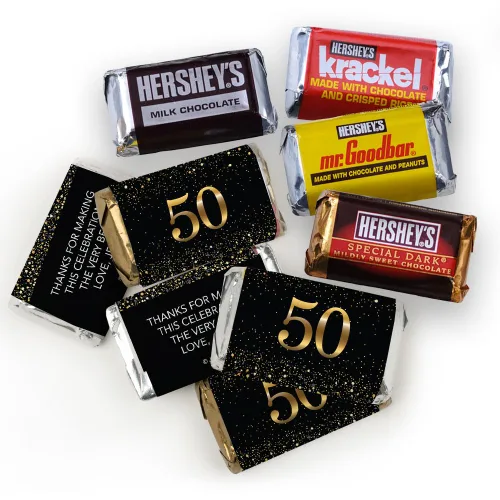Vista 3 de Kit de 200 caramelos personalizados para cumpleaños número 50, regalos de fiesta de chocolate para invitados, suministros de bufé de dulces