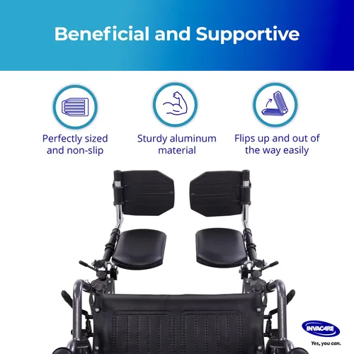 Vista 4 de Invacare Reposapiernas Elevable para Silla de Ruedas con Soporte Acolchado para Pantorrilla, Reposapiés con Función Abatible, Longitud Ajustable