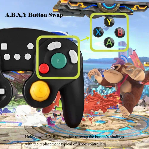 Vista 6 de EXLENE Gamecube Controller Switch, Wireless Switch Pro Controller for Nintendo SwitchLitePCAndroidiOSSteam, Support Wake Up, Motion, Adjustable