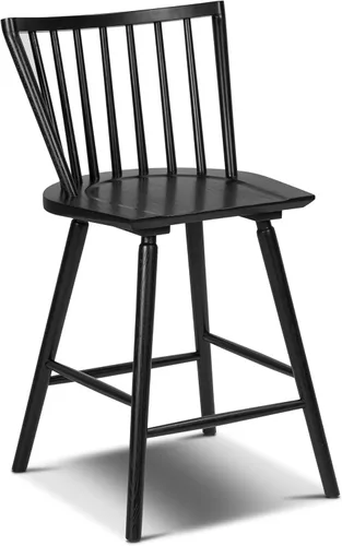 Vista 13 de Poly & BARK Ligna Taburete de mostrador en negro – Taburete inspirado en mediados de siglo con respaldo de husillo esculpido – Marco de roble