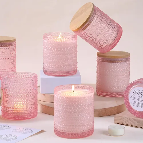 Vista 13 de DARJEN 10 tarros de vela de vidrio de 8 onzas con tapas, latas de velas Ámbar