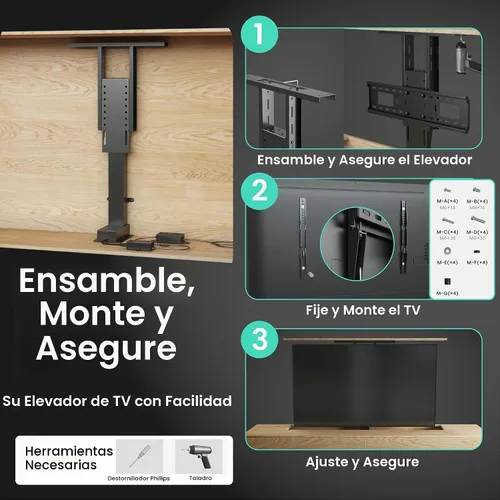 Vista 8 de ynVISION.DESIGN Soporte elevador de TV motorizado para televisores de 37 a 77 pulgadas Soporte de TV con motor de elevación vertical con control