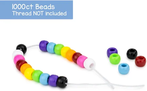 Vista 6 de Hygloss Productos Cubo O'Beads Class Economy 1000 poni de barril, 0.236x0.354 in, 1,000 piezas, Multi