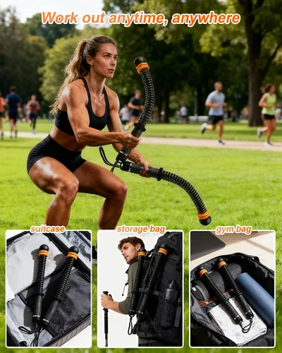 Vista 6 de Cuerdas de batalla sin cuerda, equipo de entrenamiento portátil ajustable de bajo impacto para gimnasio en casa, equipo de fitness para HIIT