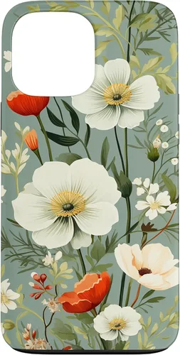 Vista 24 de Sage Green Flower Wildflower Pattern Floral Case for iPhone 17