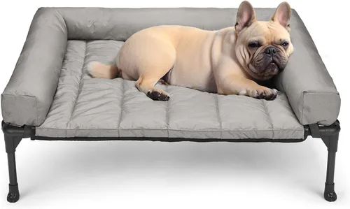 Vista 14 de Veehoo Cama Elevada Refrescante para Perro Añade Cojín Bolster Extraíble Impermeable Alfombrilla, Cuna Elevada para Mascotas con Malla Teslin