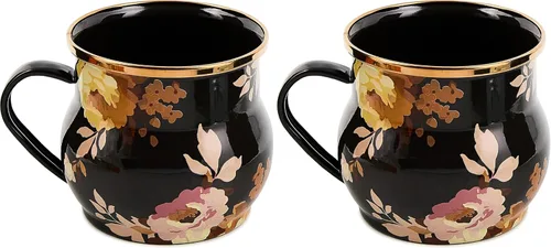 Vista 9 de MACKENZIE-CHILDS - Taza esmaltada, 16 onzas, jardín de mariposas Butterfly Garden