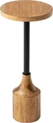Vista 8 de COZAYH Mesa auxiliar de pedestal de granja, mesa de bebida de madera rústica con base, mesa redonda de Martini para espacio pequeño, sala de estar