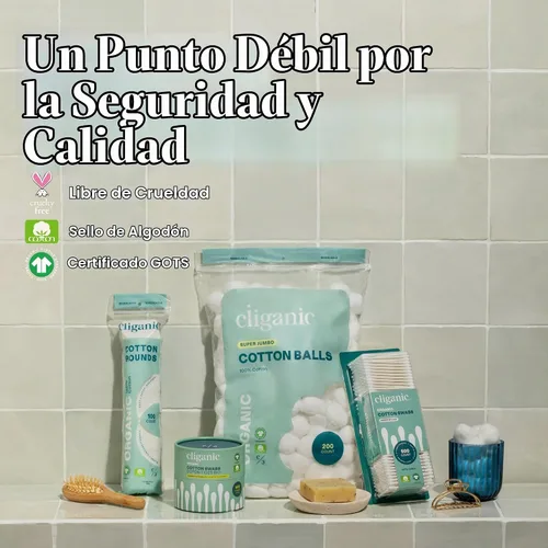 Vista 4 de Cliganic Rondas de algodón prémium para cara, almohadillas desmaquillantes
