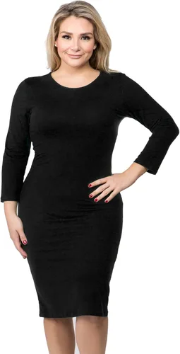Vista 4 de ICONOFLASH Women's 34 Sleeves Midi Bodycon Dress Crew Neck Fitted Dresses with Plus Size Options