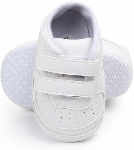 Vista 2 de KKIIDDSS Unsex - Zapatos de piel sintética para bebés y niñas, con parte superior alta, con cordones, suela suave, antideslizantes, para recién