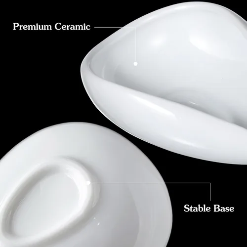 Vista 2 de Luxshiny Plato de té de cerámica con aguja de 3.93 x 2.95 x 1.18 pulgadas, soporte suelto para hojas de té y plato de exhibición de frijoles