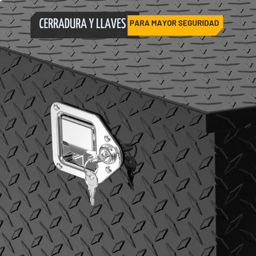 Vista 2 de TUFFIOM Caja de Herramientas para Cama de Camión de Aluminio de 33", Caja de Herramientas de Remolque de Placa Diamantada de Servicio Pesado