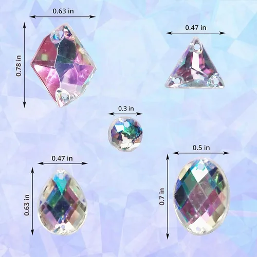 Vista 3 de 200 diamantes de imitación acrílicos grandes con formas mixtas