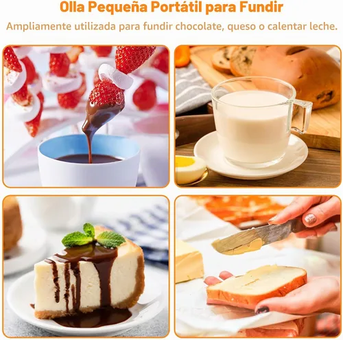 Vista 6 de Mini olla para fundir chocolate, fuente de fondue de chocolate, máquina calentadora de 8.79 onzas para chocolate con leche, queso, mantequilla Rojo