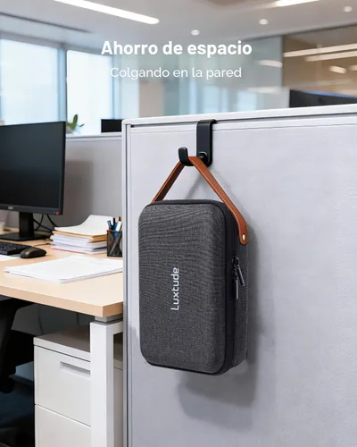 Vista 6 de Luxtude Tech - Funda organizadora de viaje, organizador de electrónica portátil, funda rígida con cremallera para cables de carga, cargadores