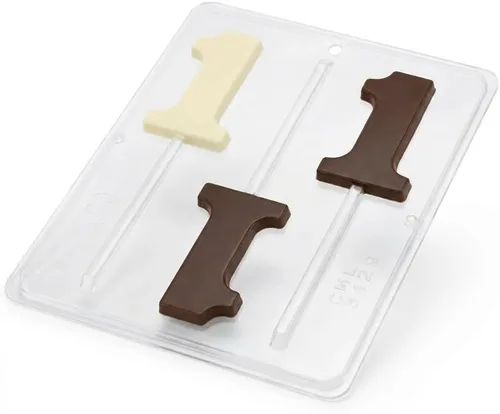 Vista 3 de Molde de caramelo de chocolate con paleta número 1 cumpleaños #1 3429