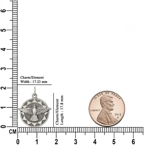 Vista 6 de Colgante de plata de ley 925 con medalla del Espíritu Santo antiguo (L- 0.71 pulgadas, W- 0.75 pulgadas), Metal, No es una piedra preciosa