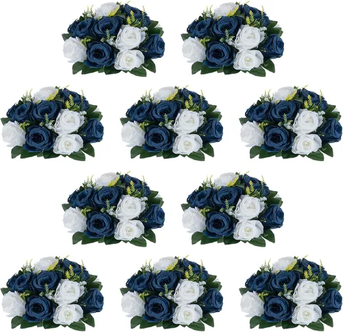 Vista 32 de NUPTIO Rosas Artificiales Negras Flores: Ramo de Flores Falsas Decoraciones de Halloween - 15 Cabezas Centros de Mesa de Rosas Artificiales con Base