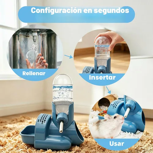 Vista 7 de VANNON Botella de agua para hámster 3 en 1 sin goteo, botella de agua para animales pequeños, dispensador automático de botellas con base