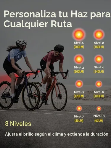Vista 4 de Luz trasera de bicicleta de brillo variable, luz trasera de bicicleta con detección de freno, 800 mAh USB-C recargable, 4 modos de iluminación, IPX6