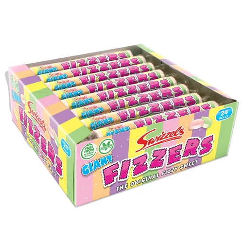 Vista 4 de Swizzels Giant Original Fizzers Sweet 24 rollos en caja