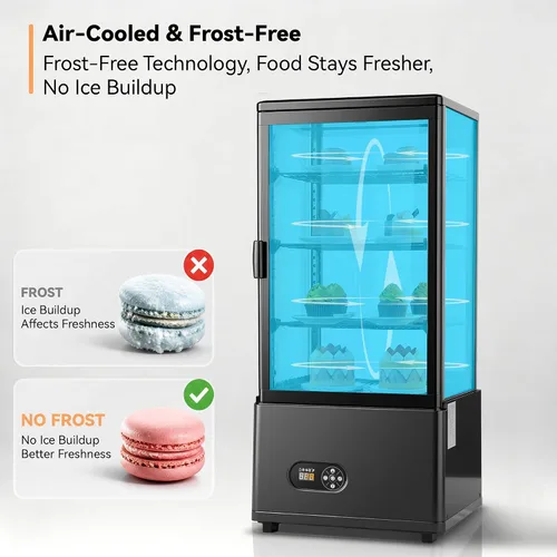 Vista 4 de Tylza Refrigerador de exhibición de encimera Puerta de vidrio doble de 2.7