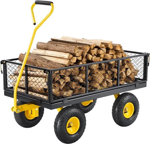 Vista 23 de VEVOR Carrito de jardín de acero de 900 libras, mango 2 en 1, carro de jardín extraíble resistente con neumáticos libres de 10 pulgadas, carrito