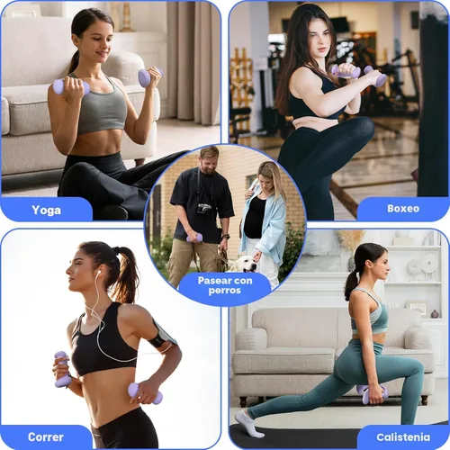 Vista 4 de HXD-ERGO Juego de mancuernas ergonómicas para mujeres, pesas de mano para mujeres, para pilates, yoga, correr, entrenamiento de fuerza