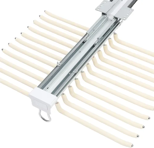 Vista 7 de Perchero extraíble para pantalones de doble fila y 22 brazos para armario, organizador de pantalones extraíbles para guardarropa, dormitorio (beige)