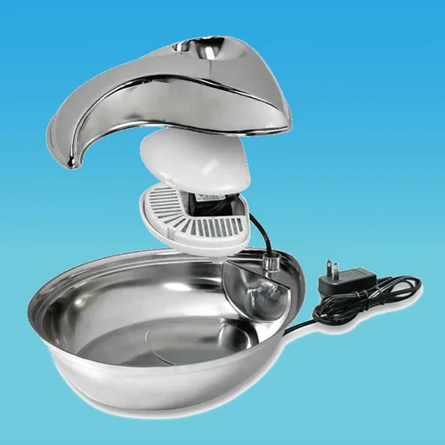 Vista 8 de Fuente de acero inoxidable Pioneer Pet con diseño de gota de lluvia