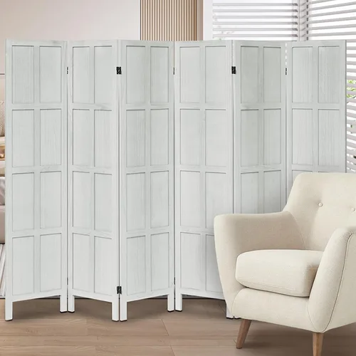 Vista 13 de Divisor de habitación de madera, pantalla de privacidad plegable de 4 paneles, partición clásica de madera para interiores de 5.6 pies, divisor