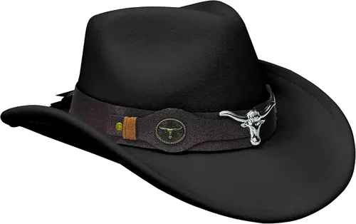 Vista 5 de thuizen Men's Modern Fedora Pinch Crown Rolled Cowboy Hat