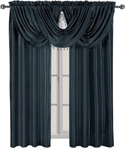 Vista 5 de sheetsnthings Soho - Juego de 5 piezas de tratamiento de ventana con bolsillo para barra, 2 paneles (108 pulgadas de largo) y 3 cenefas de cascada