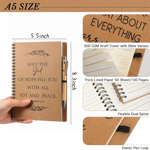 Vista 2 de Kosiz Juego de 20 unidades / 10 unidades de regalo cristiano para el Día de la Madre, cuaderno en espiral A5 a granel de 5.5 x 8.3 pulgadas, diario
