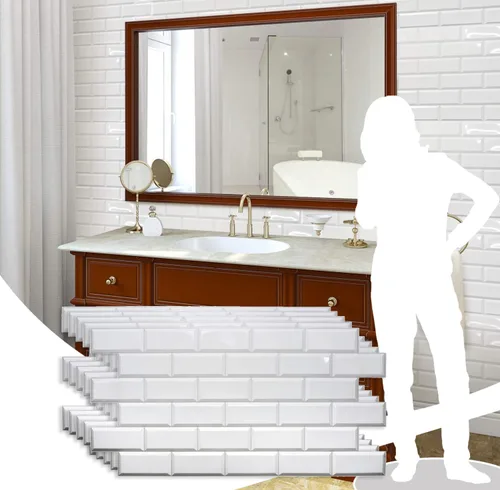 Vista 5 de Dundee Deco GRAZPG7125-10 Panel de pared 3D de PVC de imitación blanco perla, 3.2 pies x 1.6 pies (38.2 in x 18.9 in), decoración de paneles